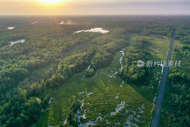 黄昏时的Muskoka Torrance Barrens Dark-Sky保护区，Gravenhurst，加拿大